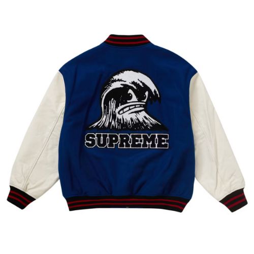 Supreme Wave Varsity Jacket Blue