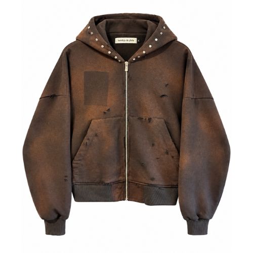 bandeja de plata zip up hoodie black