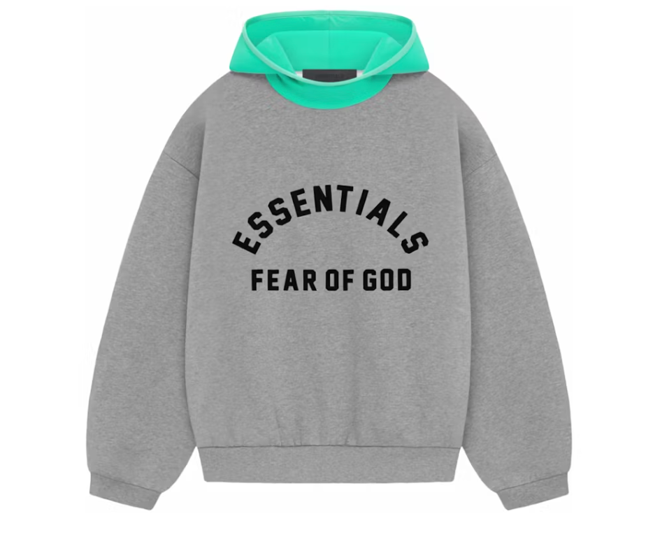 Fear Of God Essentials Nylon Fleece Hoodie Dark Heather Oatmeal/Mint Leaf