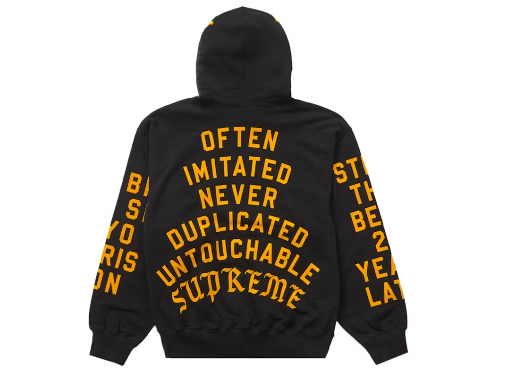 Supreme Team Flocked Hooded Sweatshirt Black