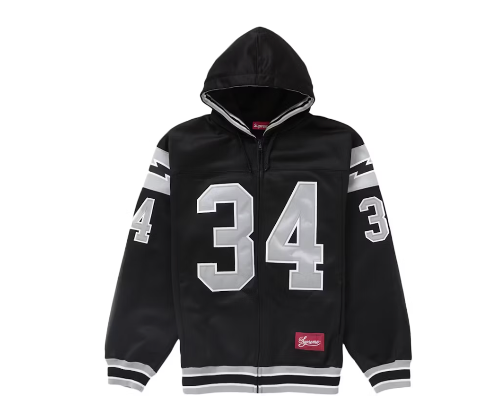Supreme Football Zip Up Hooded Black
