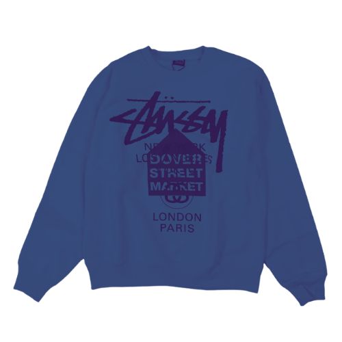Stüssy Dover Street Market Blue Tie Dye Crewneck
