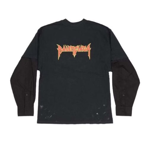 Balenciaga Metal Logo Layered L/S T-Shirt Black