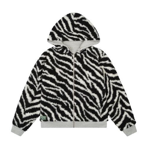 Denim Tears Zebra Shearling Line Reversible Zip Hoodie