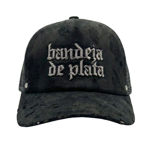 bandeja de plata gorra de camionero negra/gris