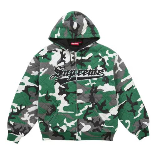 Supreme Quilted Zip Up Green Camo