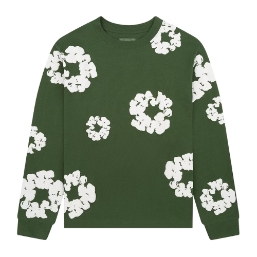 Denim Tears Long Sleeve Cotton Wreath T-shirt Green